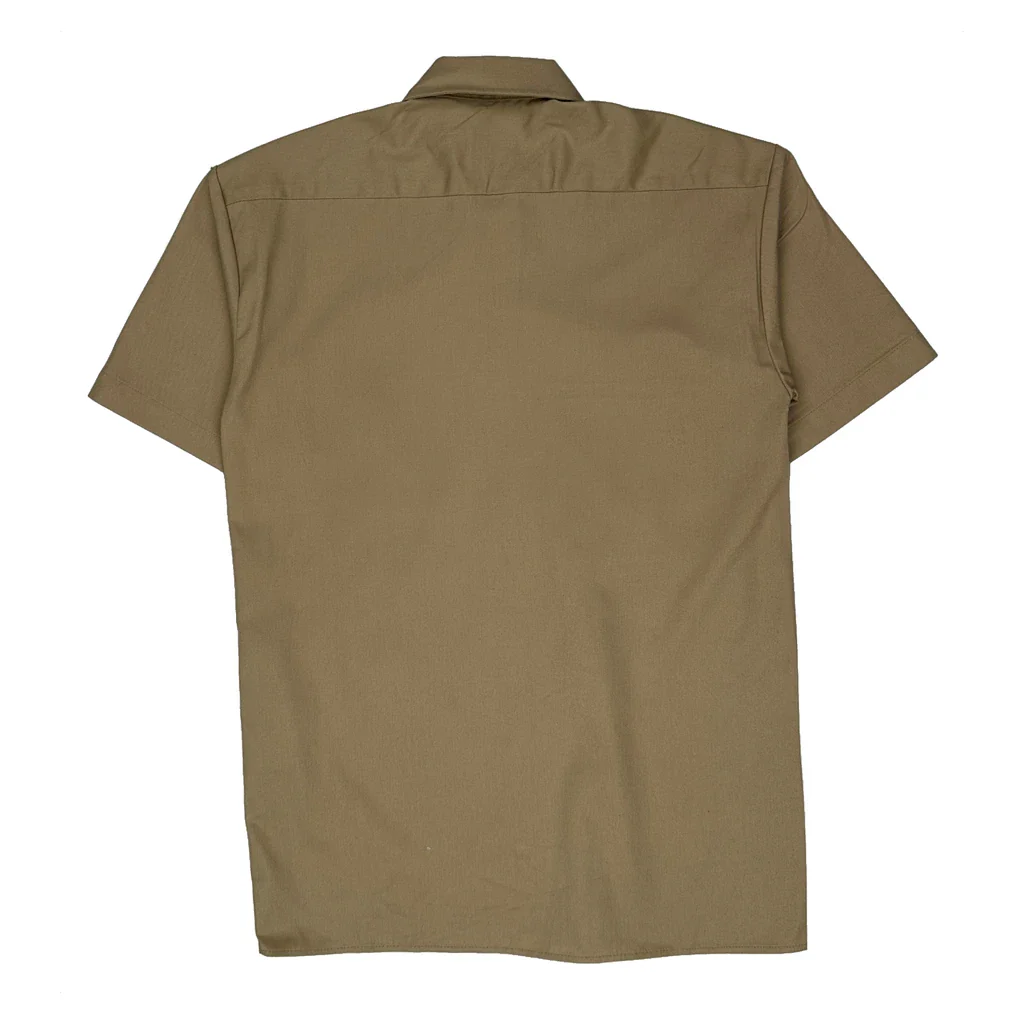 Dickies Short Sleeve Shirt - Small Khaki Polyester Blend - Image 2