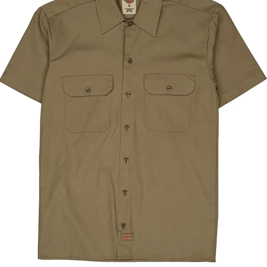 Dickies Short Sleeve Shirt - Small Khaki Polyester Blend - Image 5