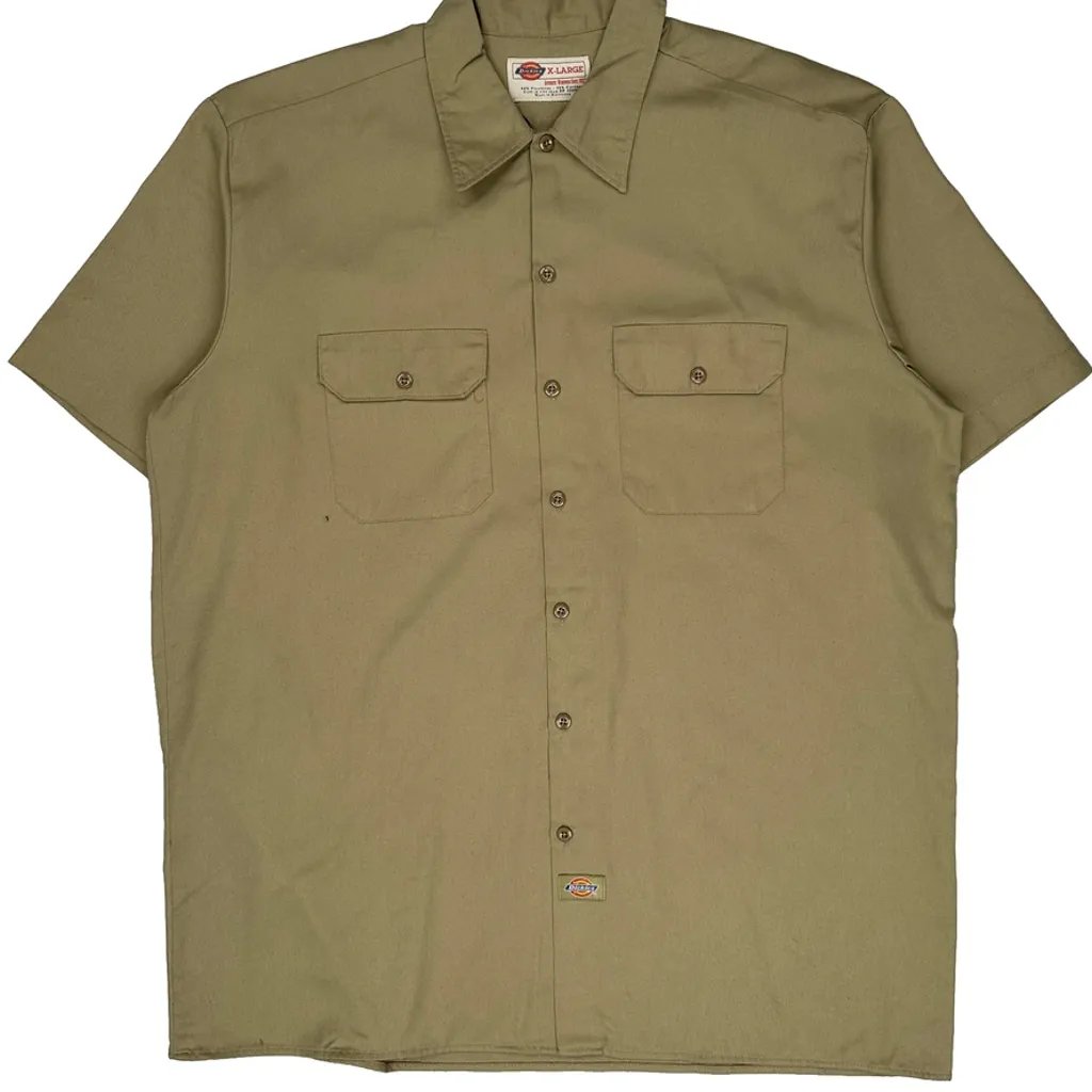 Dickies Short Sleeve Shirt - XL Khaki Polyester Blend - Image 5