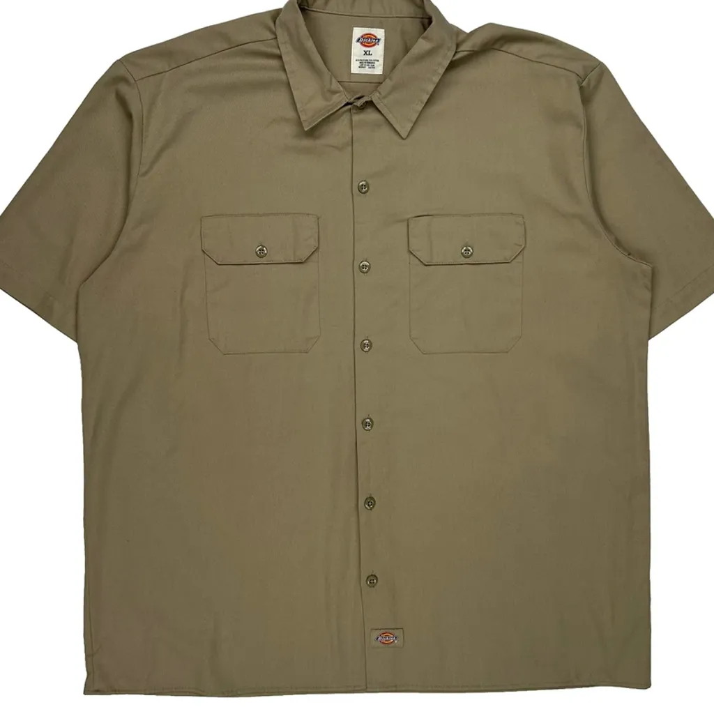 Dickies Short Sleeve Shirt - XL Khaki Polyester Blend - Image 4
