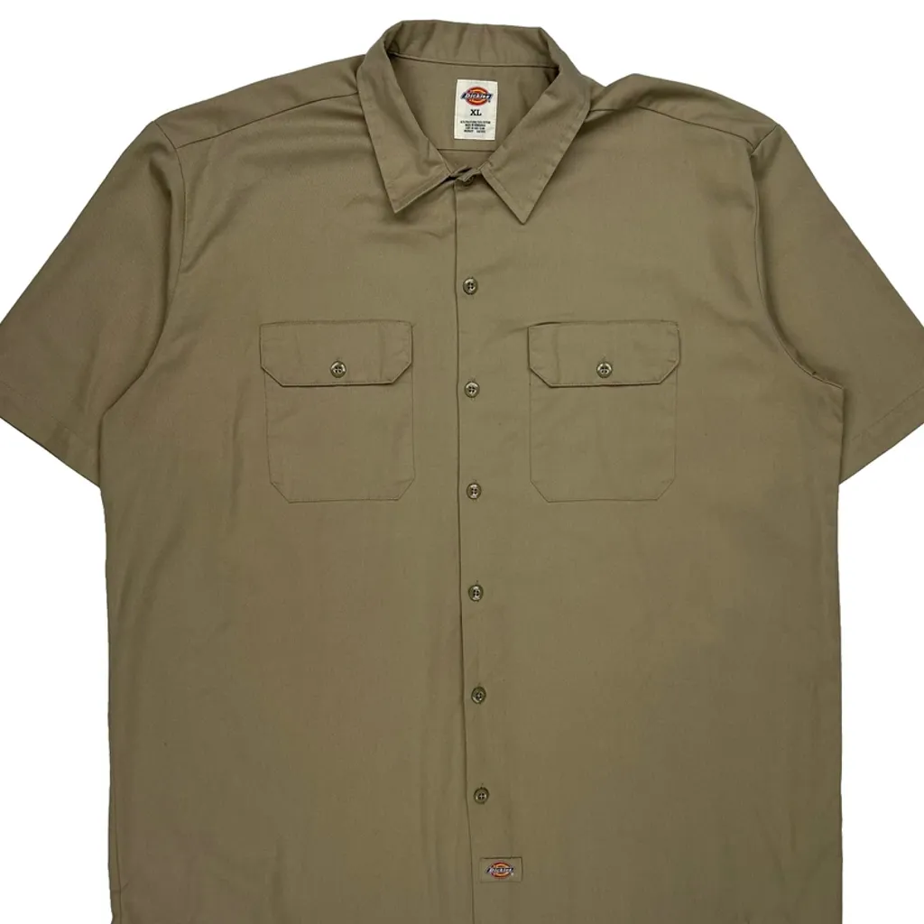 Dickies Short Sleeve Shirt - XL Khaki Polyester Blend - Image 5
