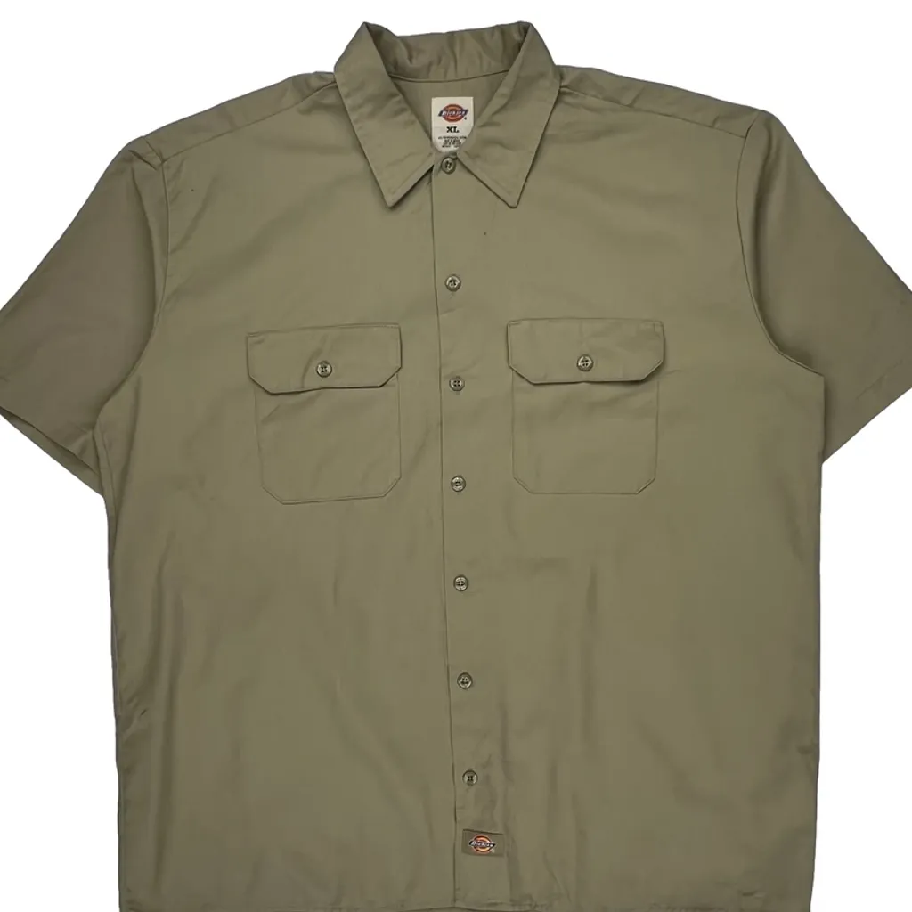 Dickies Short Sleeve Shirt - XL Khaki Polyester Blend - Image 4