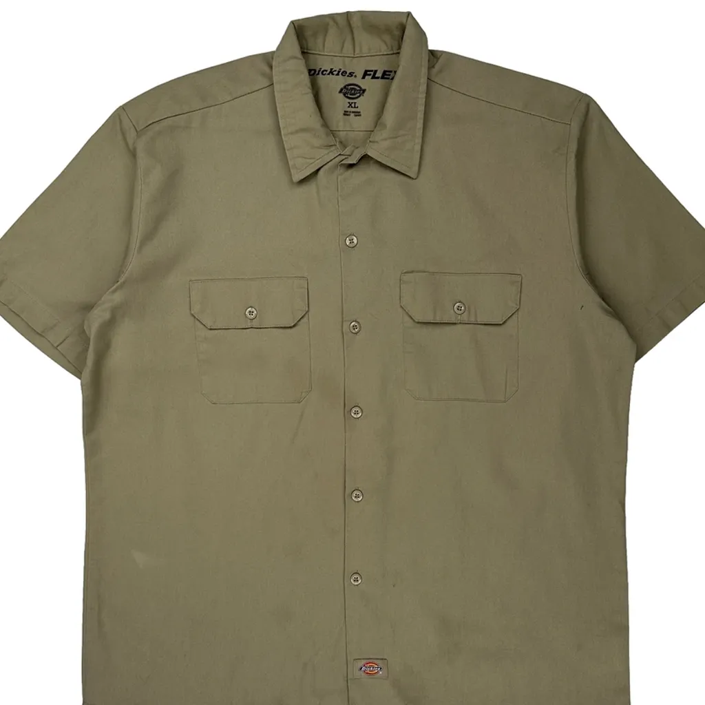 Dickies Short Sleeve Shirt - XL Khaki Cotton Blend - Image 4
