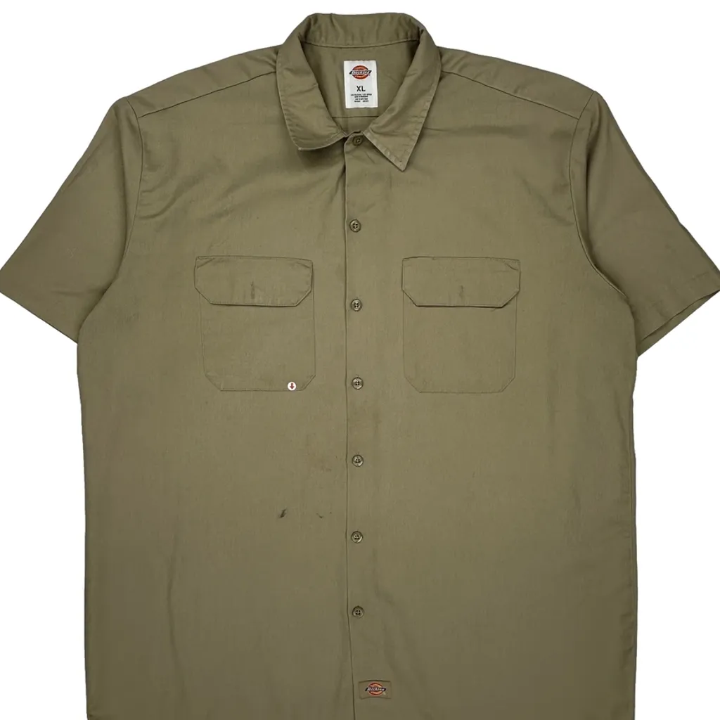 Dickies Short Sleeve Shirt - XL Khaki Polyester Blend - Image 6