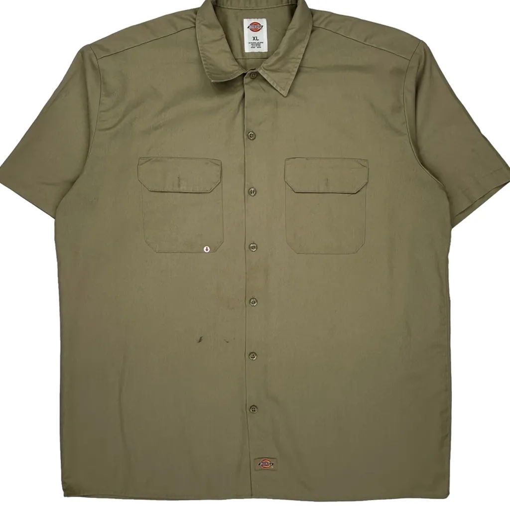 Dickies Short Sleeve Shirt - XL Khaki Polyester Blend - Image 7