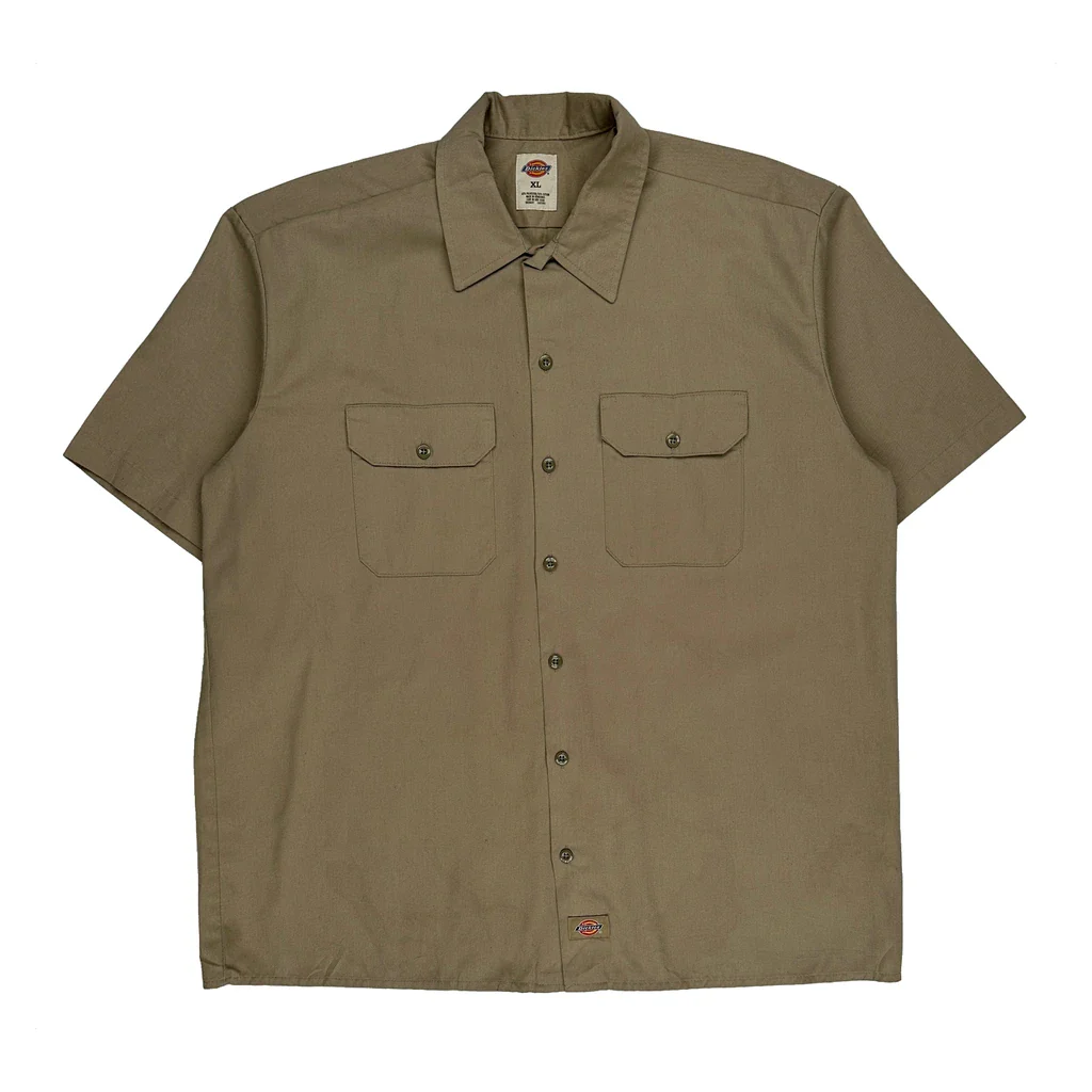 Dickies Short Sleeve Shirt - XL Khaki Cotton