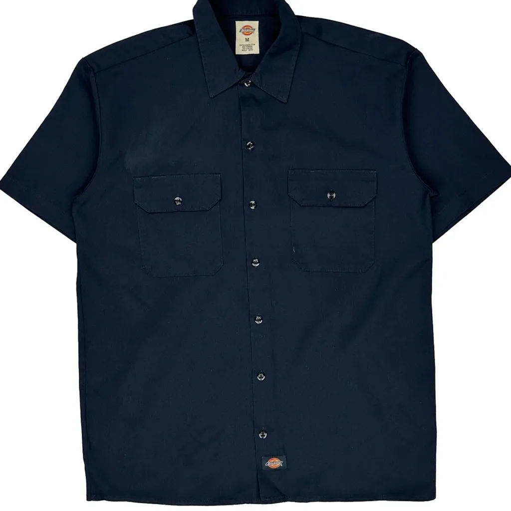 Dickies Short Sleeve Shirt - Medium Navy Polyester Blend - Image 4