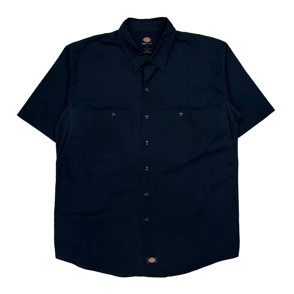 Dickies Short Sleeve Shirt - XL Navy Polyester Blend
