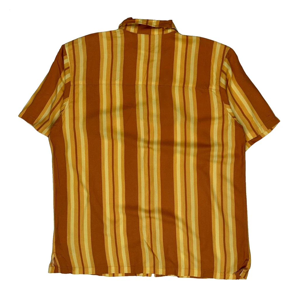 Dickies Striped Short Sleeve Shirt - XL Orange Cotton - Image 2