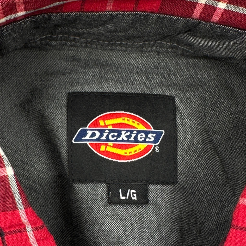 Dickies Checked Short Sleeve Shirt - Large Red Cotton - Image 3