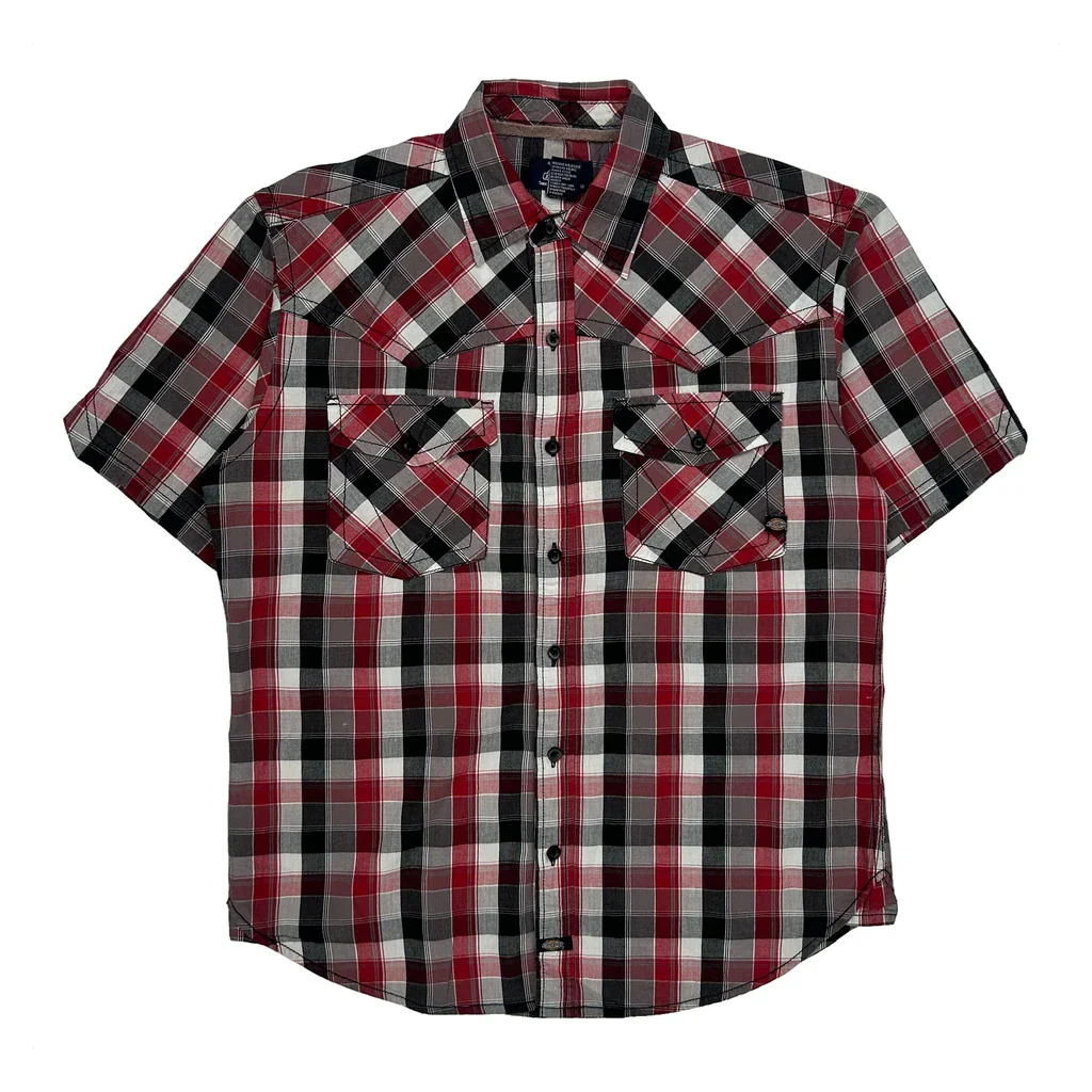 Dickies Checked Short Sleeve Shirt - Small Red Cotton