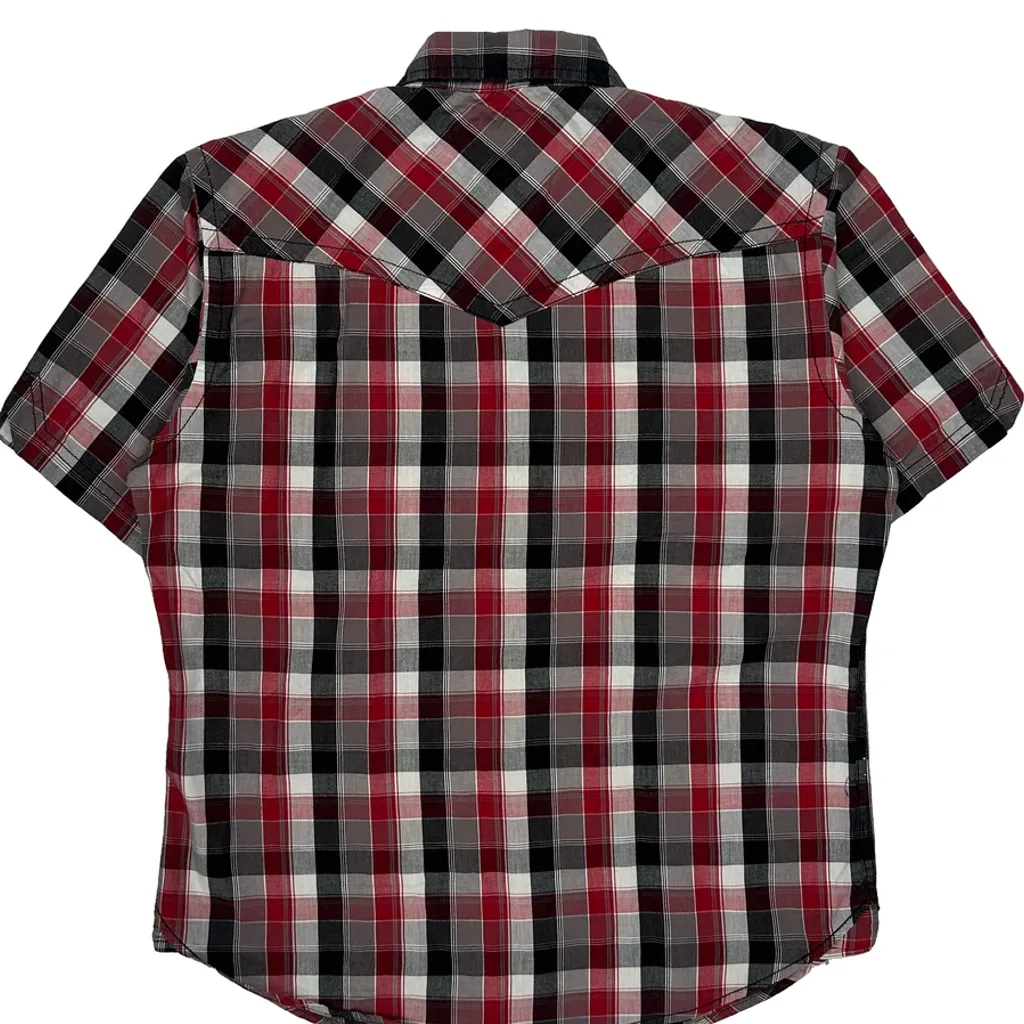 Dickies Checked Short Sleeve Shirt - Small Red Cotton - Image 7