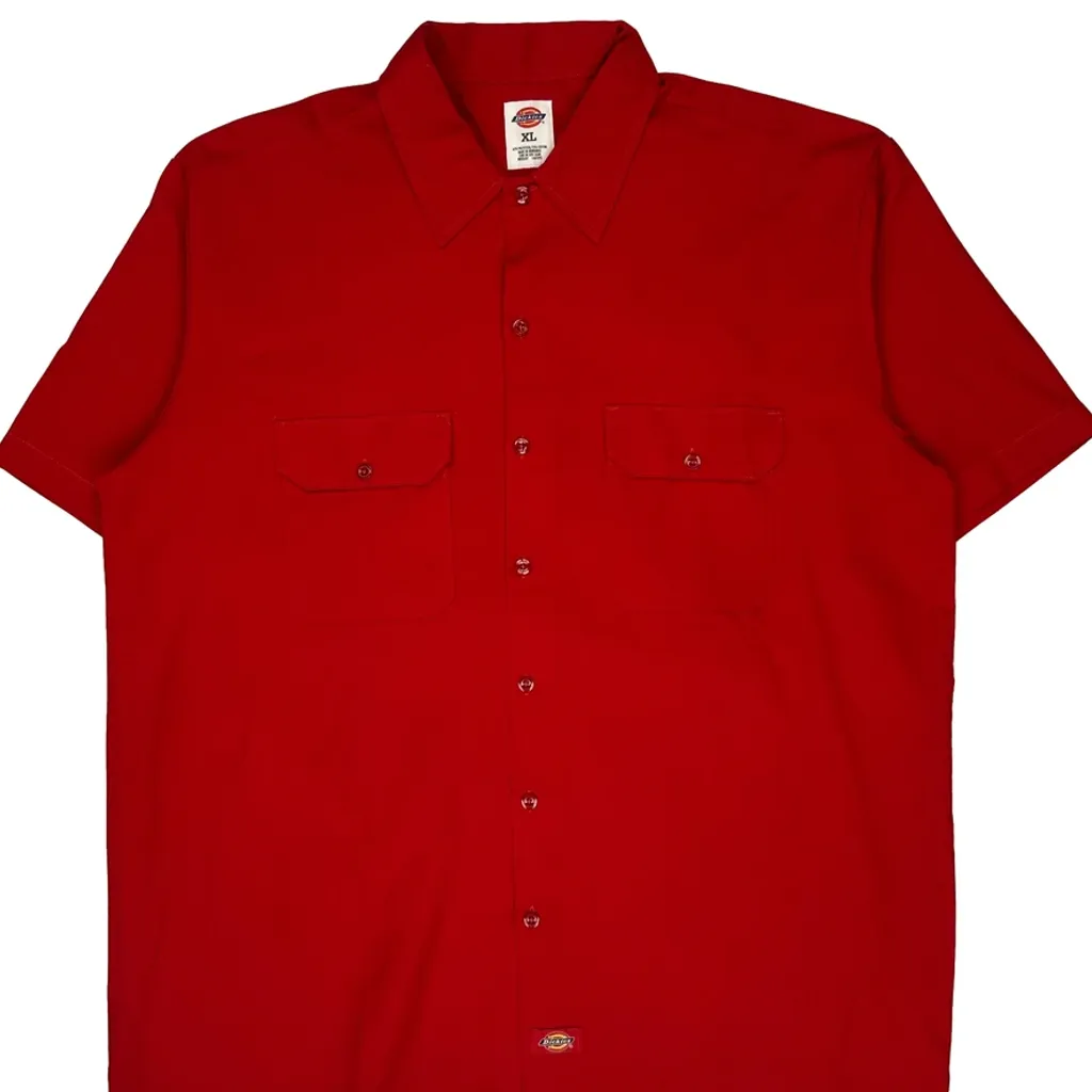 Dickies Short Sleeve Shirt - XL Red Polyester Blend - Image 4