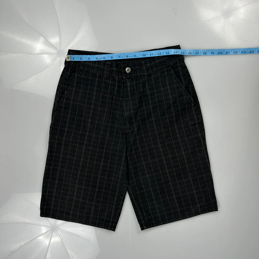 Dickies Checked Shorts - 30W 12L Black Cotton - Image 3