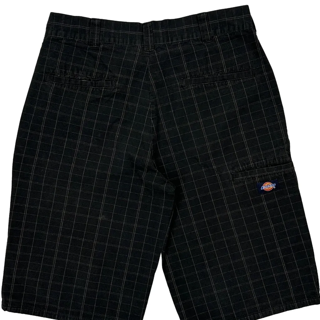 Dickies Checked Shorts - 30W 12L Black Cotton - Image 6