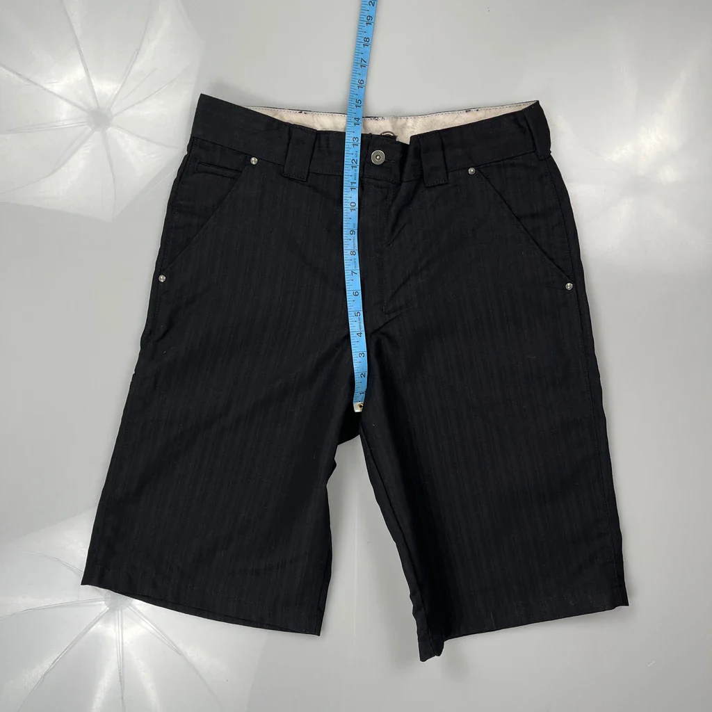Dickies Pinstripe Shorts - 32W 13L Black Polyester - Image 4