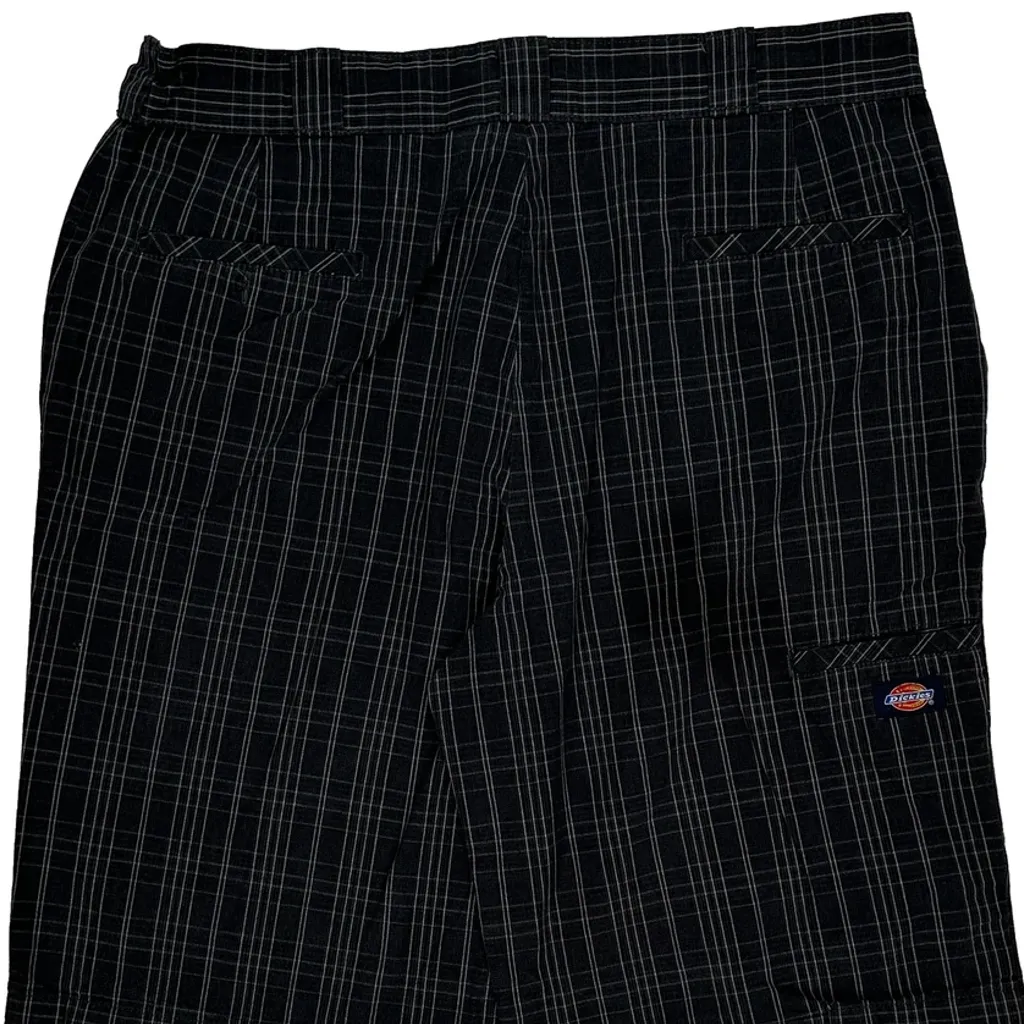 Dickies Checked Shorts - 36W 12L Black Cotton - Image 6