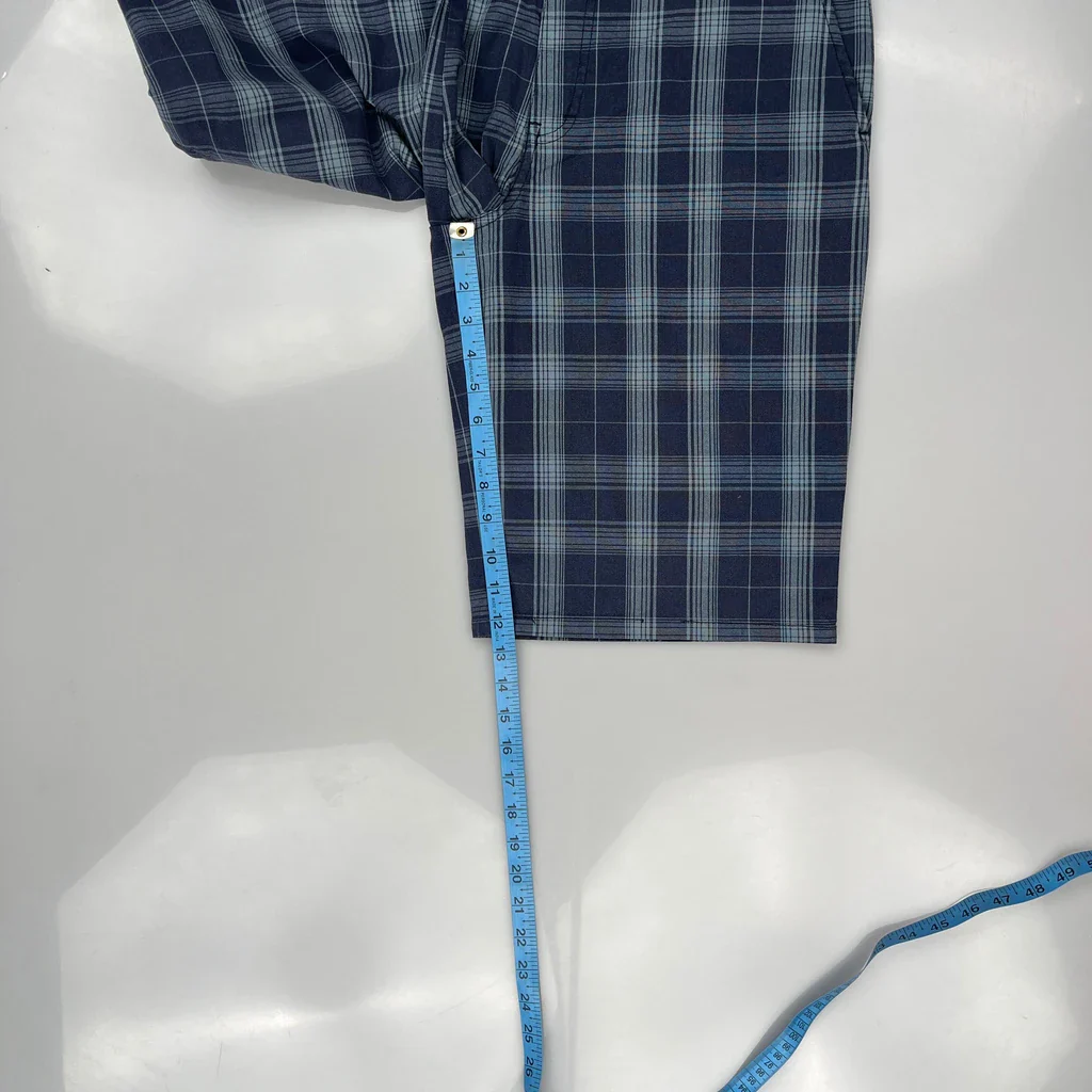 Dickies Checked Shorts - 34W 10L Blue Cotton - Image 5