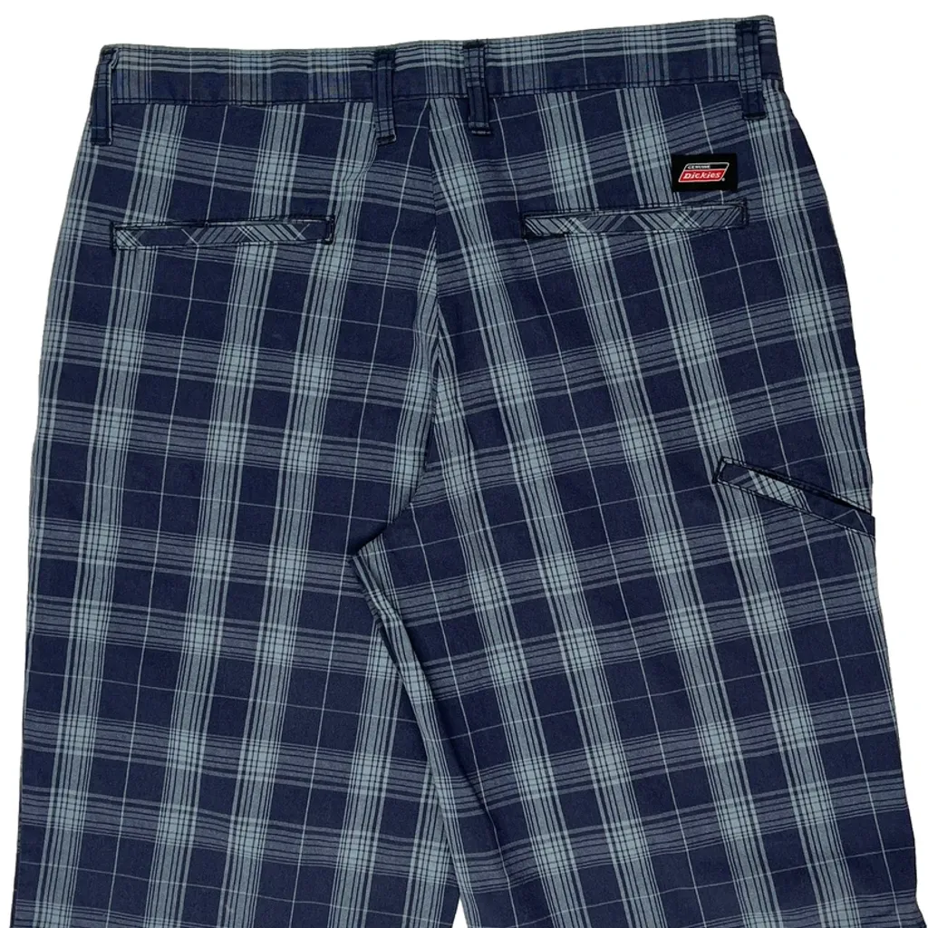 Dickies Checked Shorts - 34W 10L Blue Cotton - Image 7