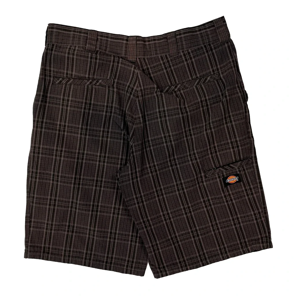 Dickies Checked Shorts - 30W 11L Brown Cotton