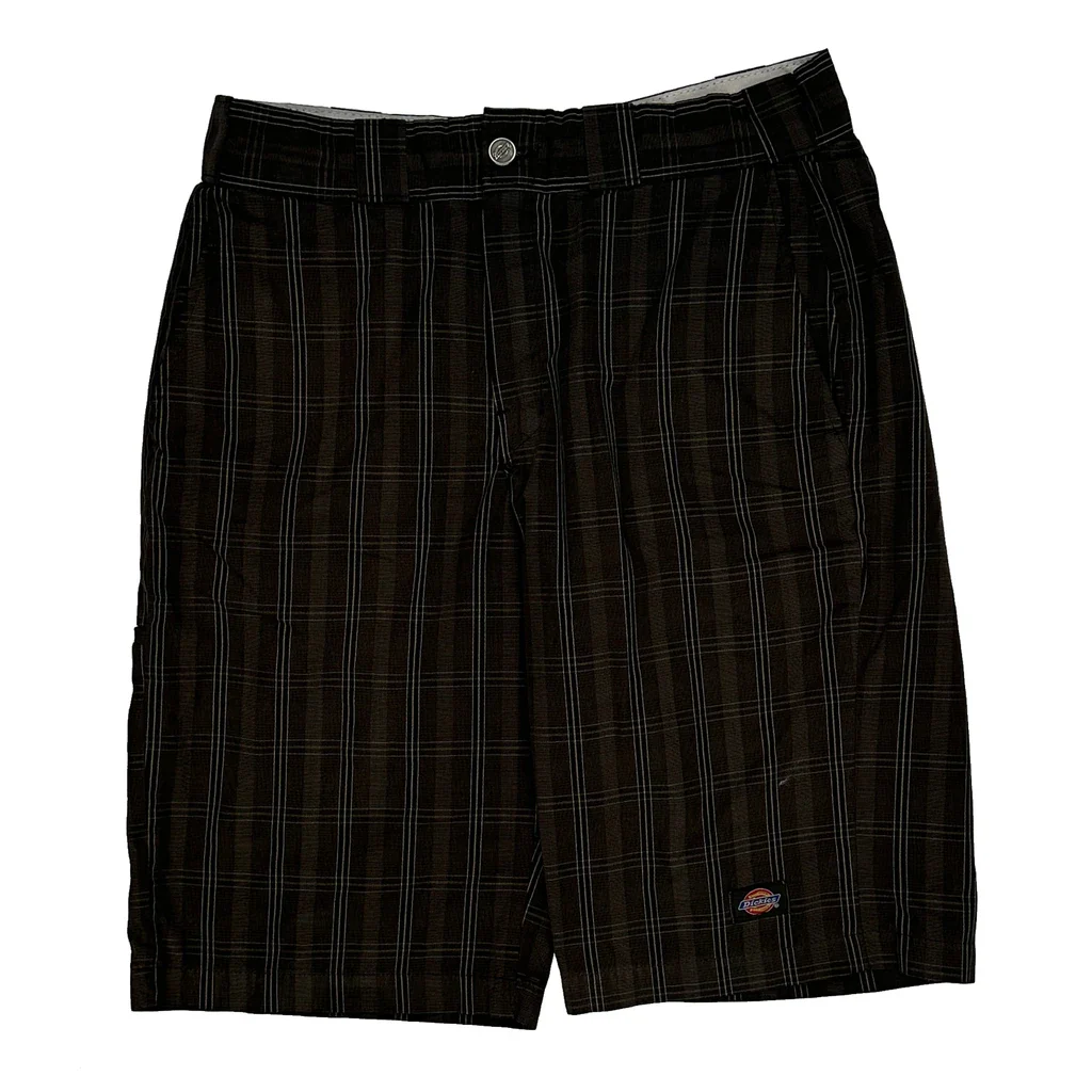 Dickies Checked Shorts - 30W 13L Brown Cotton - Image 2