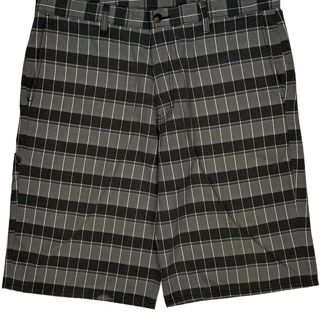 Dickies Checked Shorts - 36W 12L Grey Cotton Blend - Image 9
