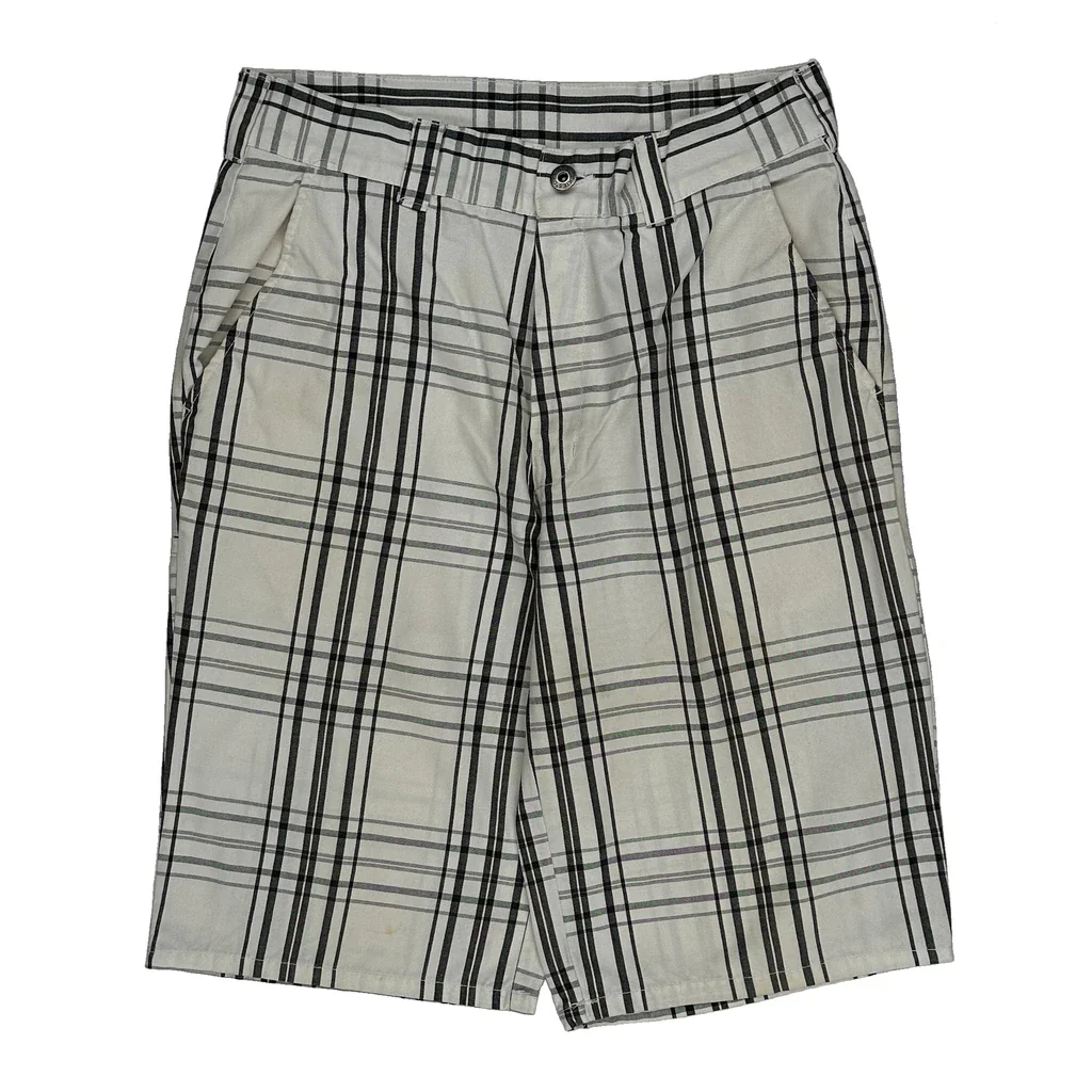 Dickies Checked Shorts - 28W 11L White Cotton - Image 2