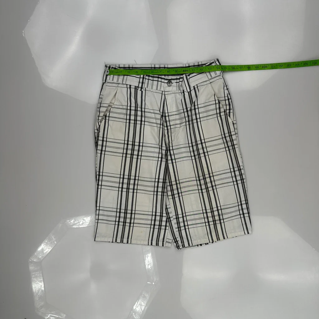 Dickies Checked Shorts - 28W 11L White Cotton - Image 3