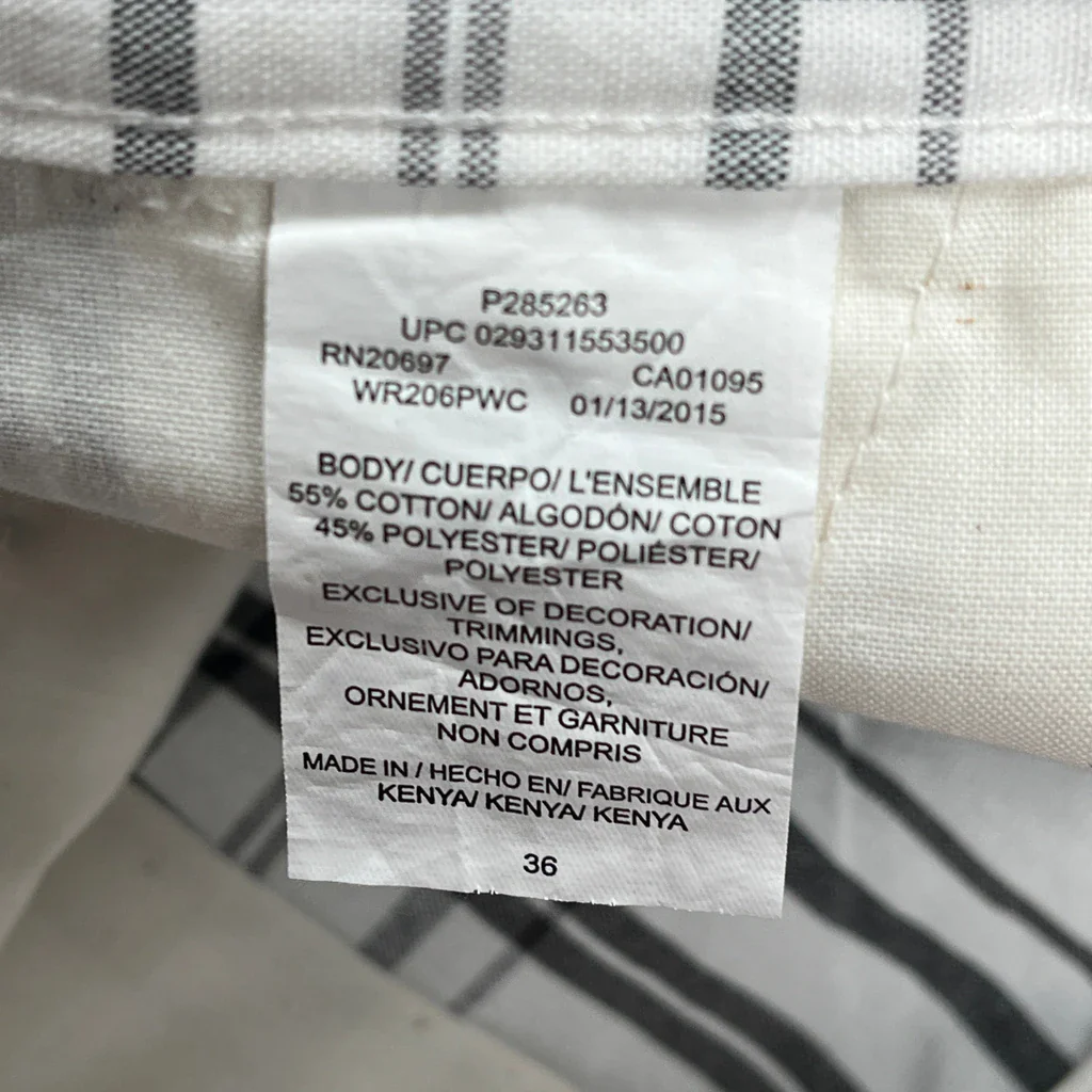 Dickies Checked Shorts - 36W 11L White Cotton Blend - Image 6