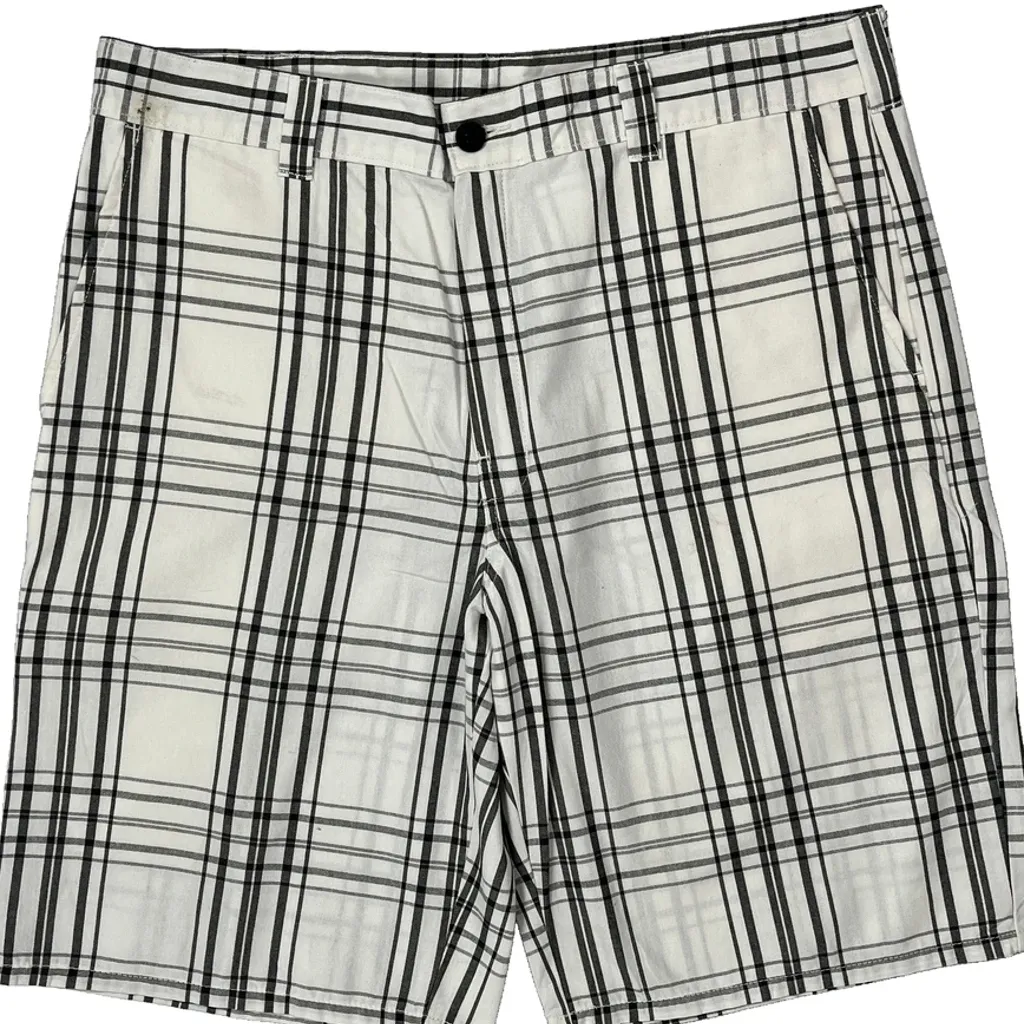 Dickies Checked Shorts - 36W 11L White Cotton Blend - Image 9