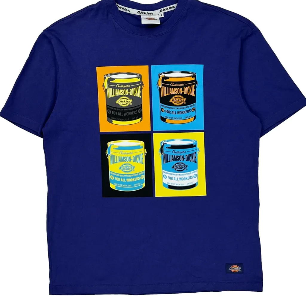 Dickies Graphic T-Shirt - Small Blue Cotton - Image 4