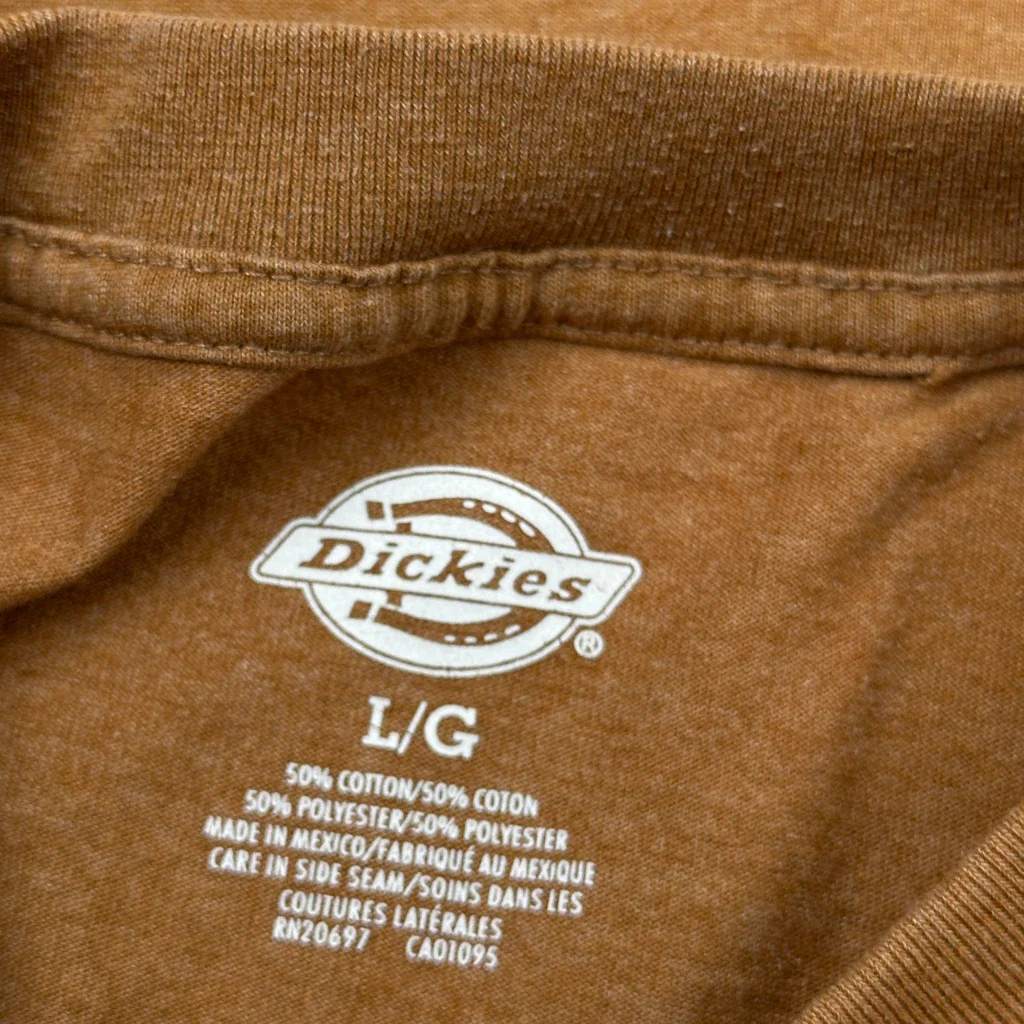 Dickies T-Shirt - Large Brown Cotton Blend - Image 3