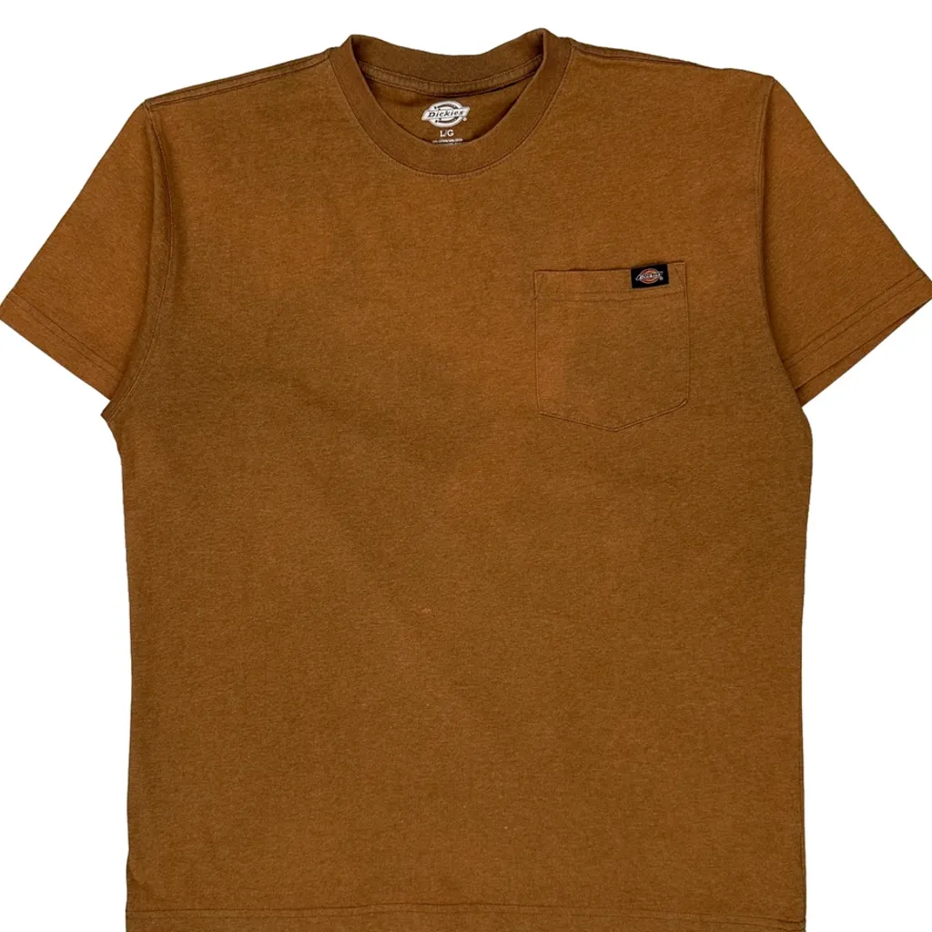 Dickies T-Shirt - Large Brown Cotton Blend - Image 5