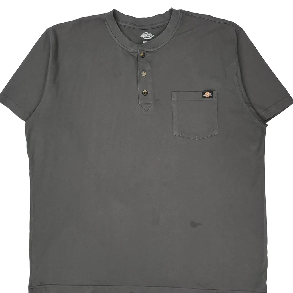 Dickies Henley T-Shirt - 2XL Grey Cotton - Image 5