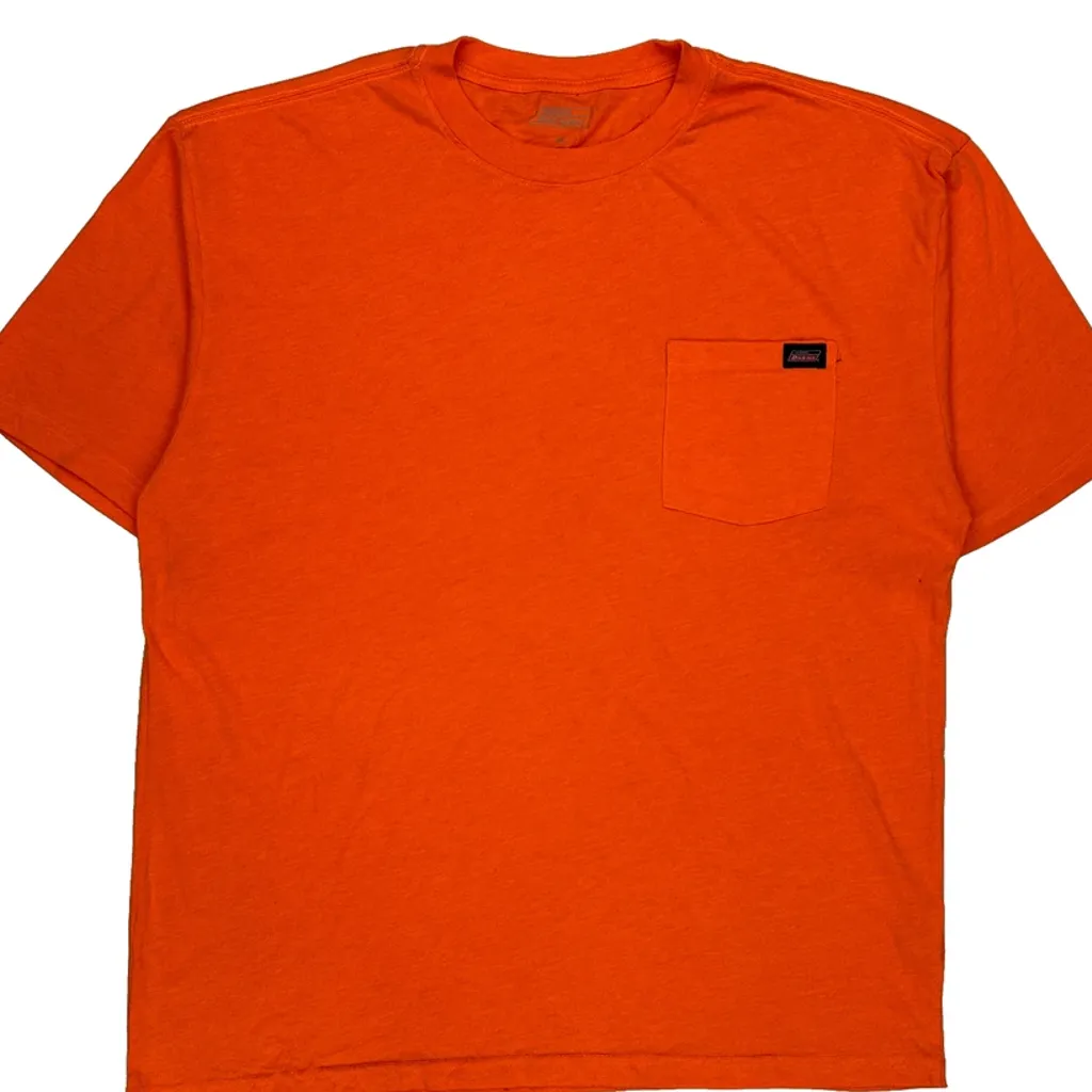 Dickies T-Shirt - XL Orange Polyester Blend - Image 4