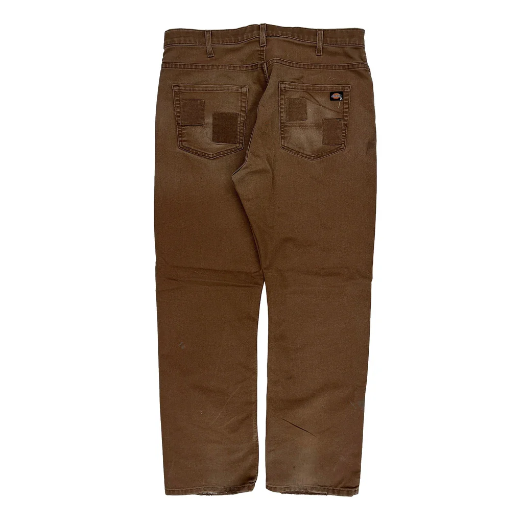 Dickies Patched Trousers - 36W 30L Brown Cotton