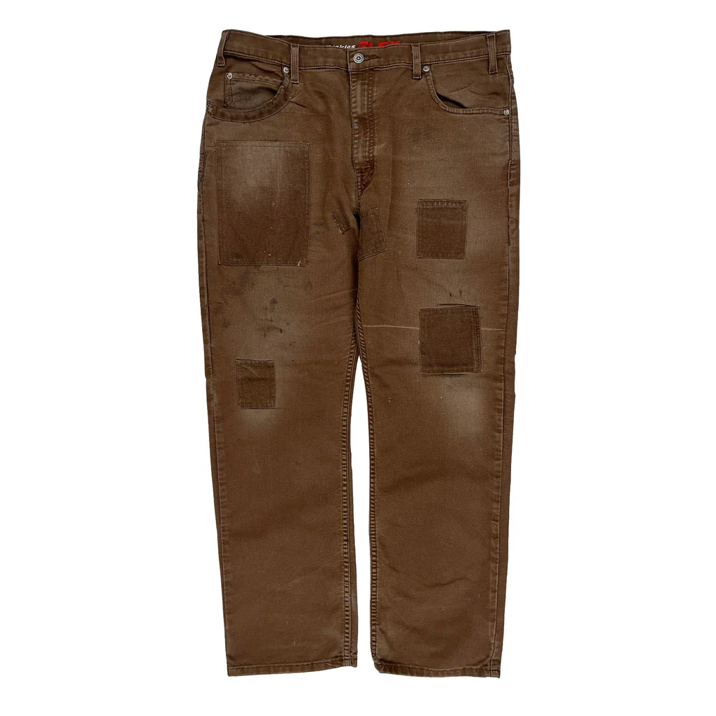 Dickies Patched Trousers - 36W 30L Brown Cotton - Image 2
