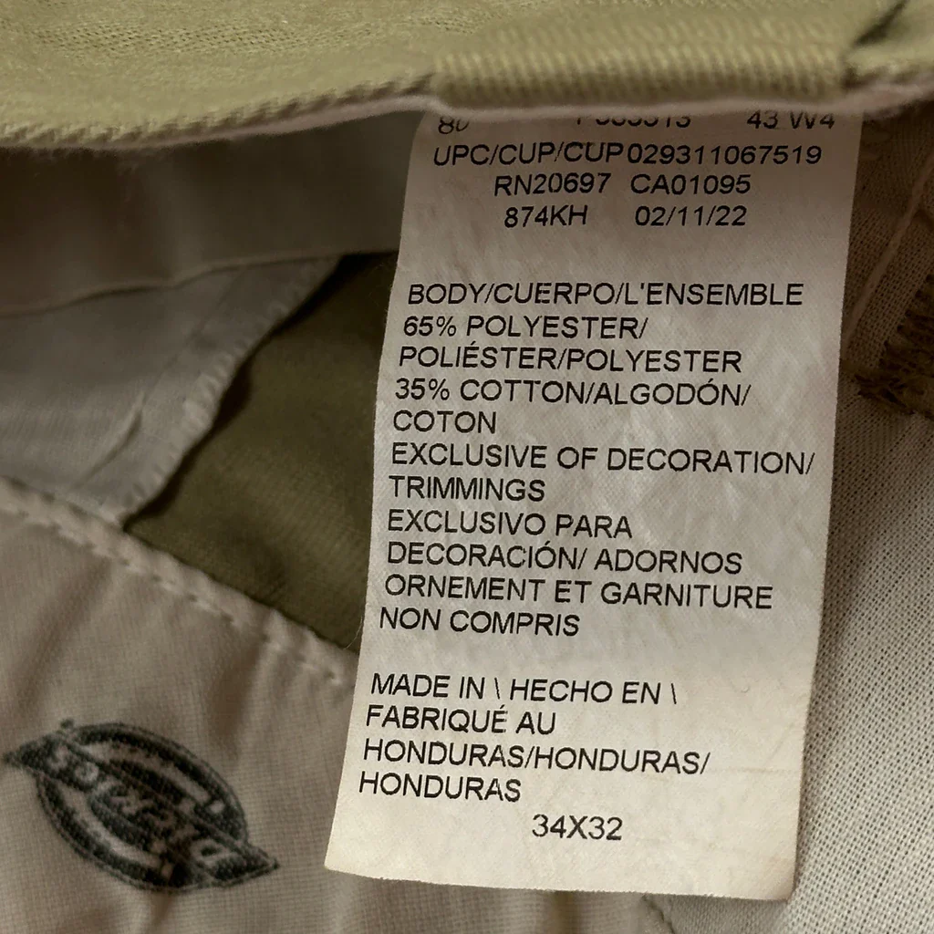 Dickies Trousers - 34W 32L Khaki Polyester Blend - Image 6