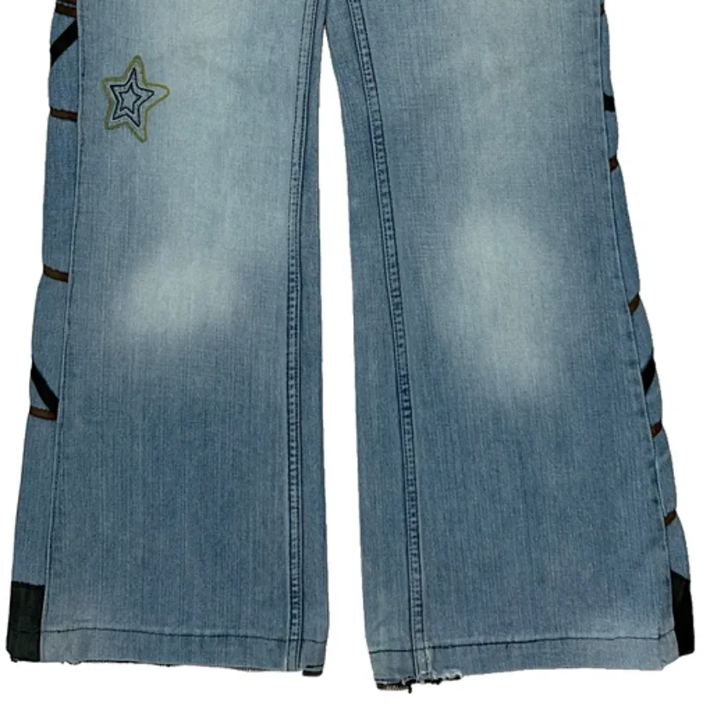 Diesel Flared Graphic Jeans - 28W UK 8 Light Wash Denim - Image 9