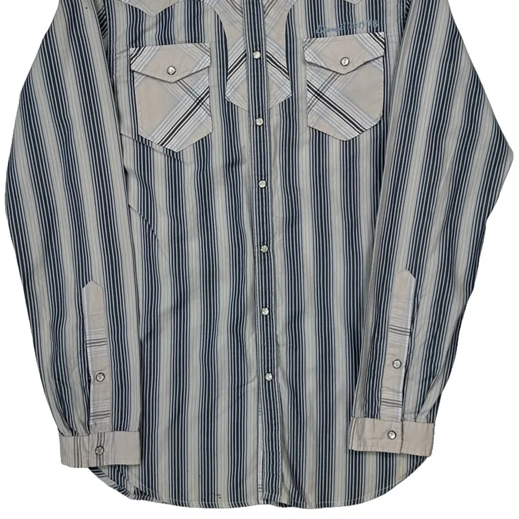 Diesel Contrast Striped Shirt - Small Blue Cotton - Image 4