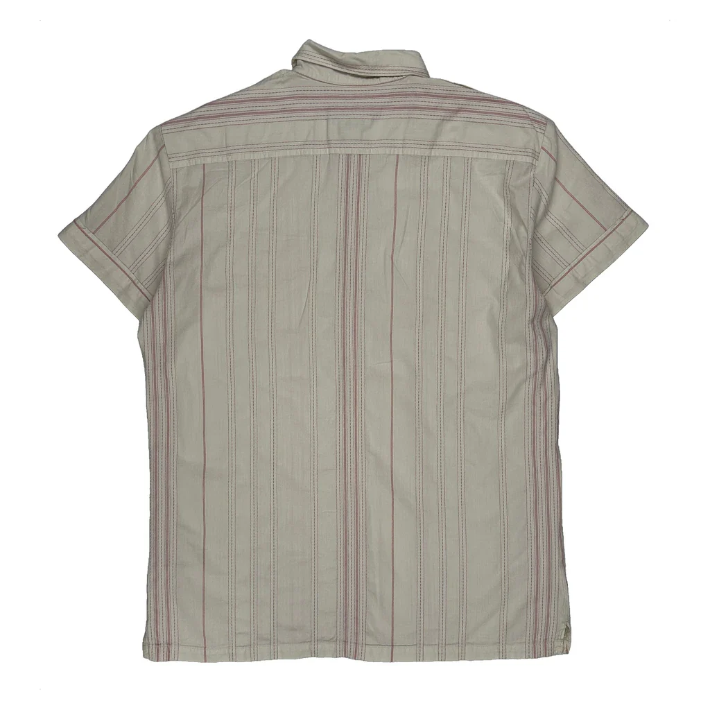 Diesel Striped Short Sleeve Shirt - Large Beige Cotton - Image 2