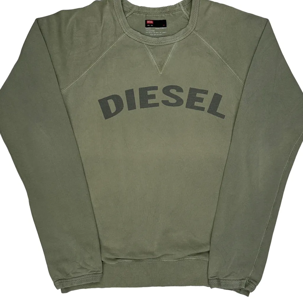Diesel Spellout Raglan Sweatshirt - 2XL Green Cotton - Image 4