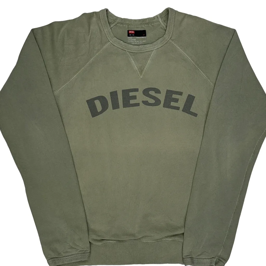 Diesel Spellout Raglan Sweatshirt - 2XL Green Cotton - Image 5