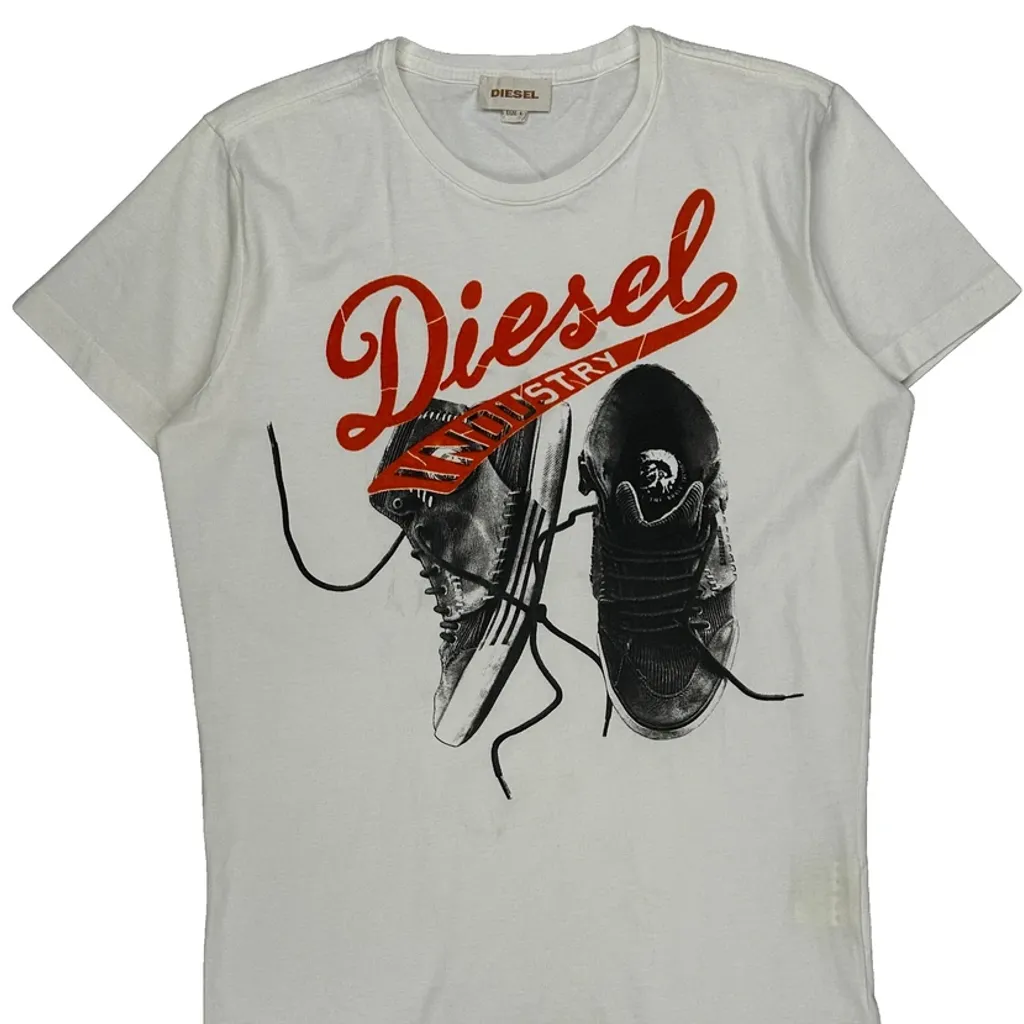 Diesel Graphic T-Shirt - Large White Cotton - Image 5