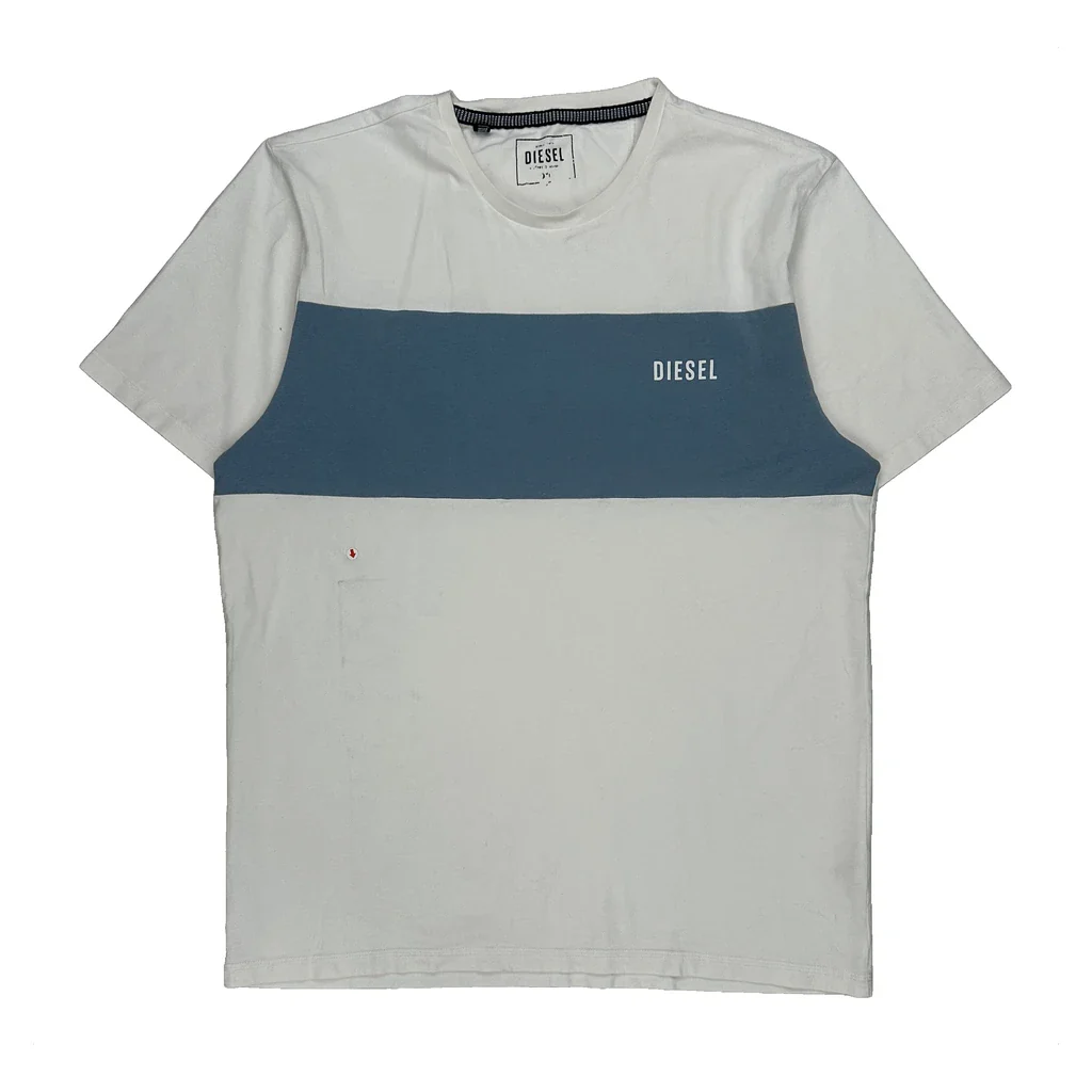 Diesel Striped T-Shirt - Medium White Cotton