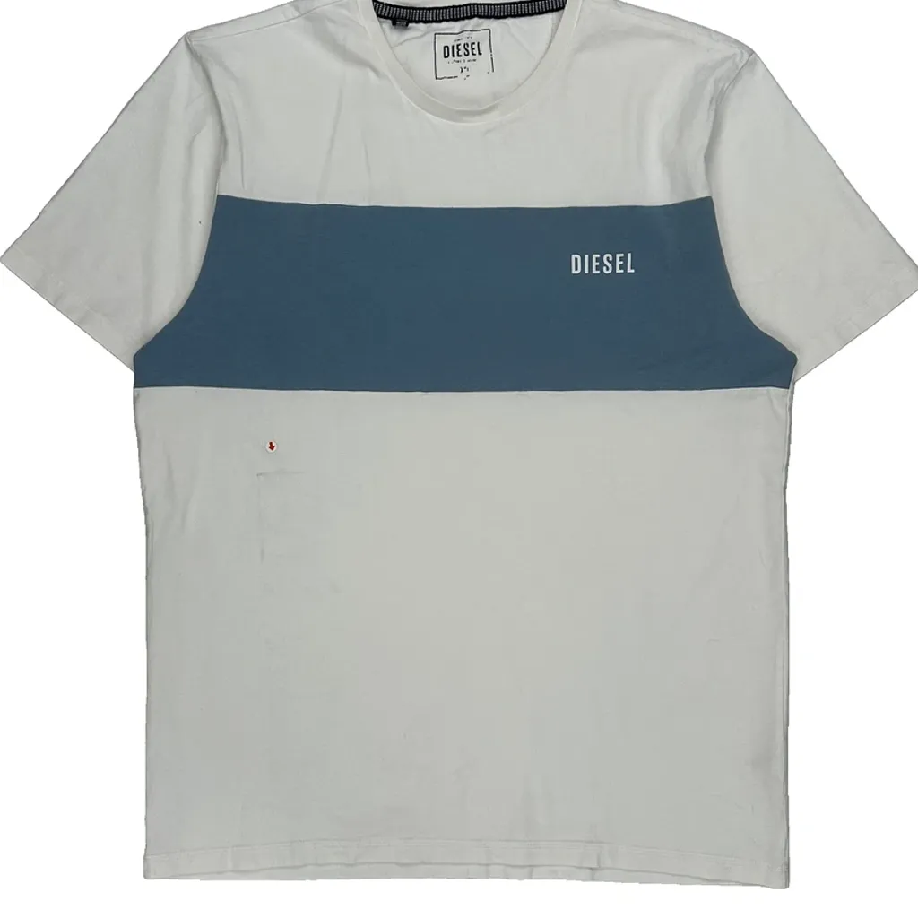 Diesel Striped T-Shirt - Medium White Cotton - Image 6