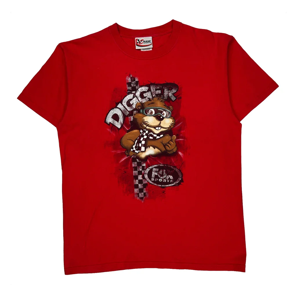 Digger Racing Chase Authentics Graphic T-Shirt - Large Red Cotton