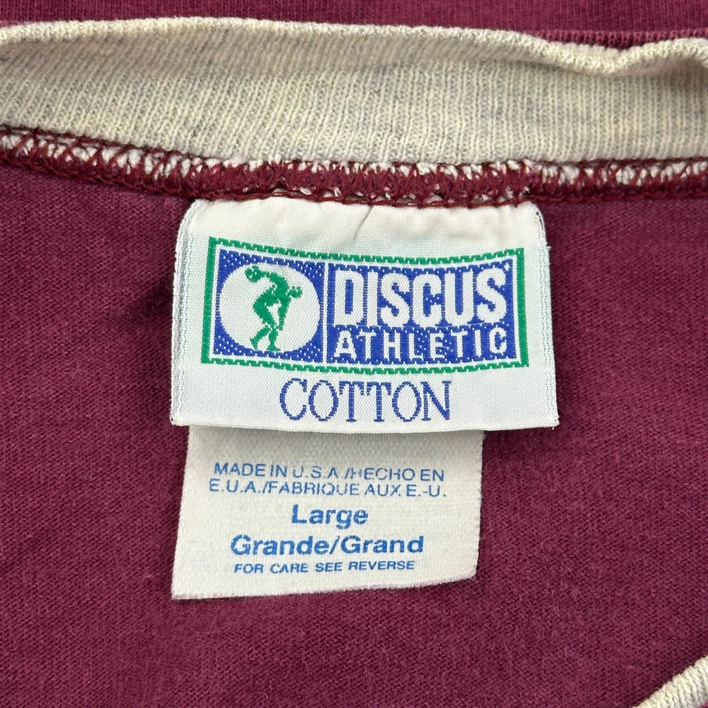 Discus T-Shirt - Large Burgundy Cotton - Image 3