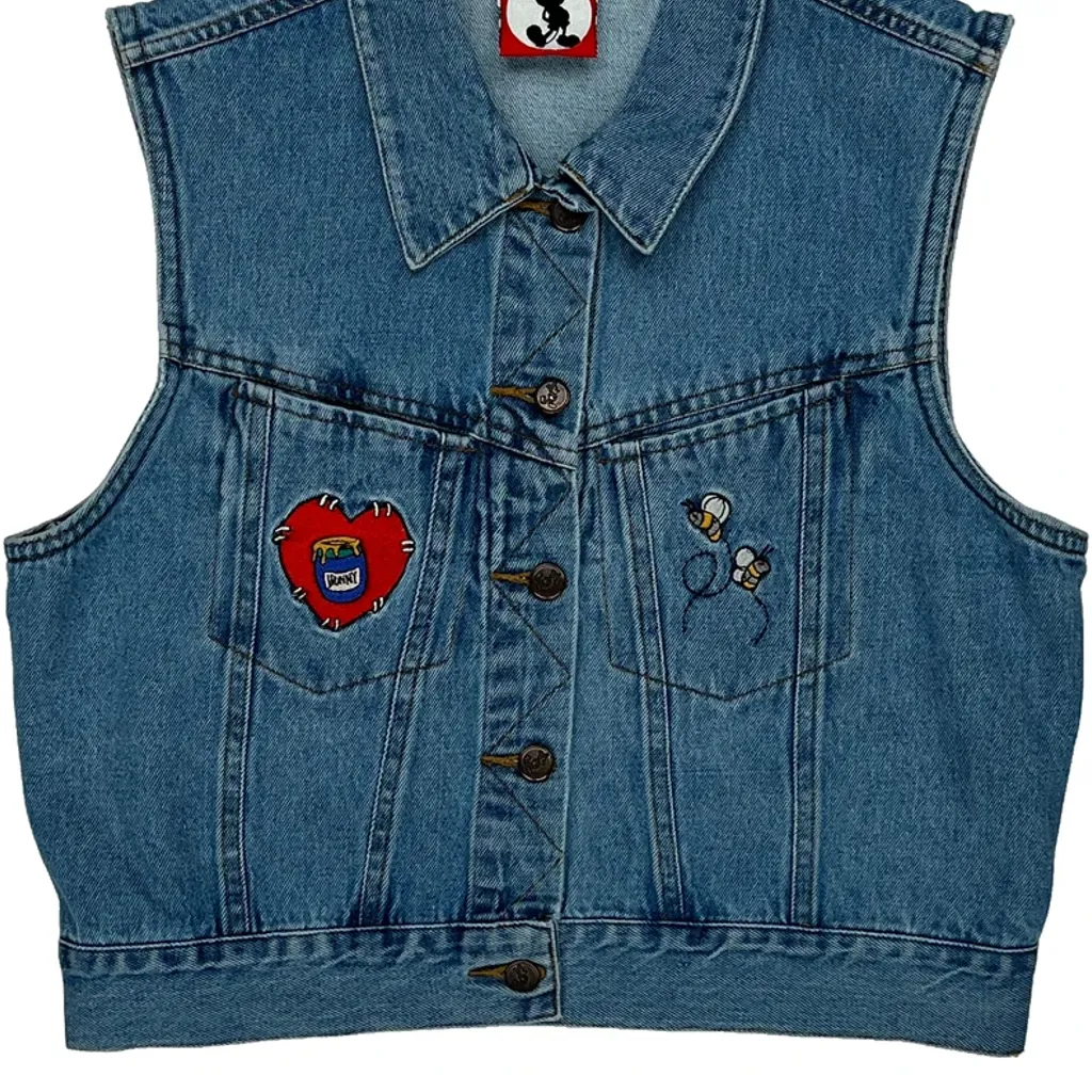 Disney Characters Mickey Inc Cartoon Denim Gilet - Small Blue Cotton - Image 4