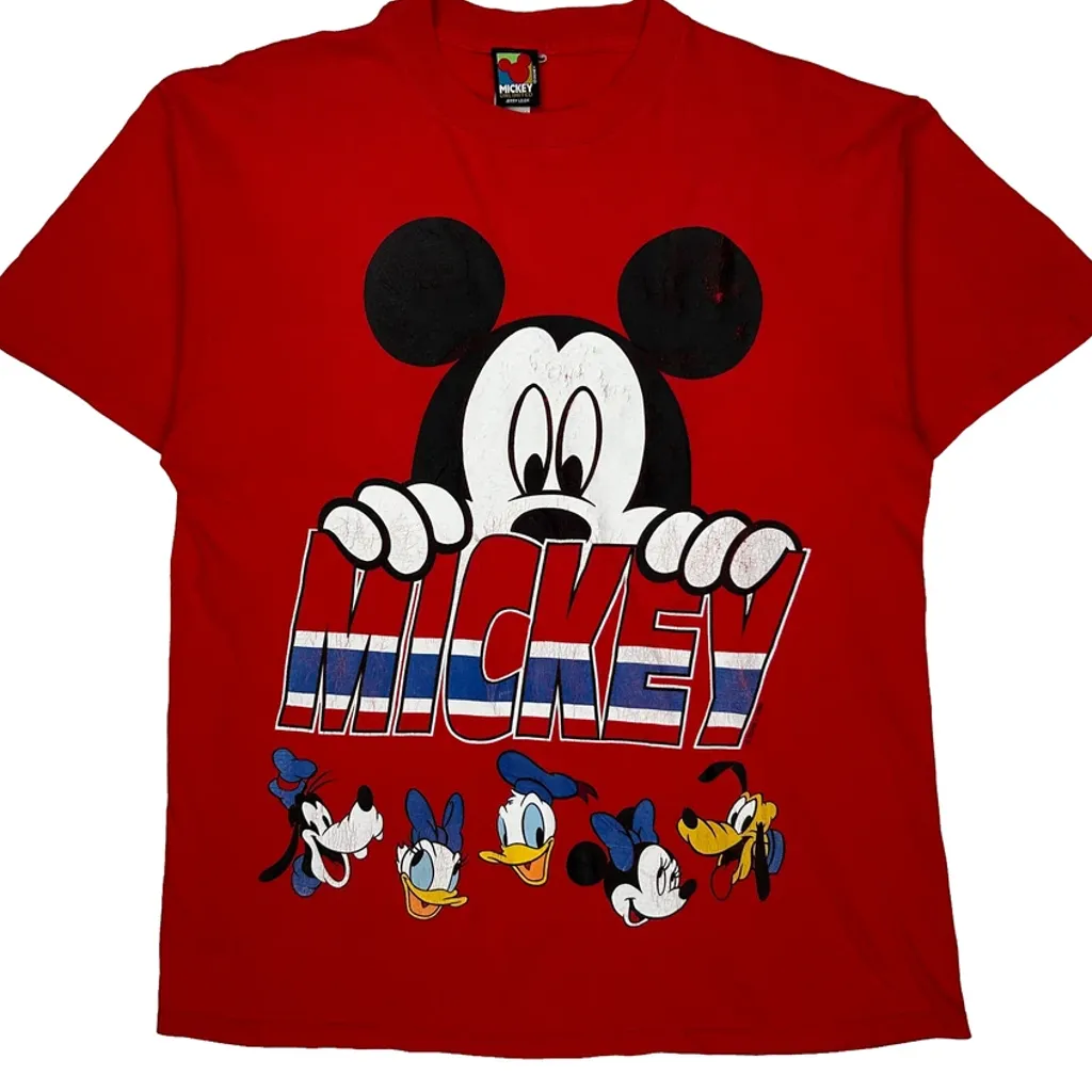 Disney Characters Mickey Unlimited Cartoon T-Shirt - XL Red Cotton - Image 5